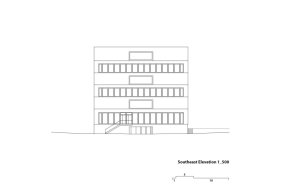 Campus Moos, model, jihovýchodní pohled, E2A
