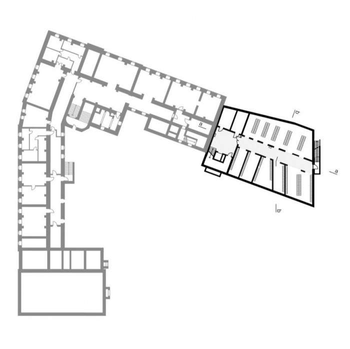 Dostavba budovy Slovanského gymnázia Olomouc, půdorys přízemí, Miroslav Pospíšil