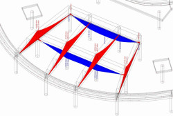 Budova Aviatica, Praha 5 - statický model konstrukce, konstrukce zastřešení