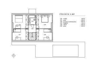 Kompaktní dům, půdorys 2NP, atelier38,