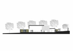 Městská smuteční síň v Dobrušce, řez, ATELIER ARCHITEKTURY, Šuda - Horský, a.s.