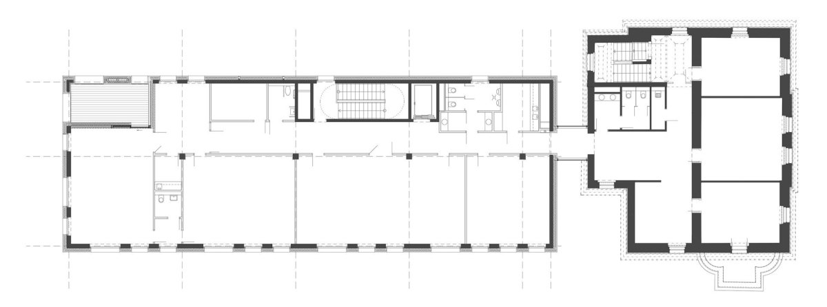 Rekonstrukce a dostavba Korejského velvyslanectví v Praze, SIAL architekti a inženýři spol. s r.o.: Půdorys 2.NP