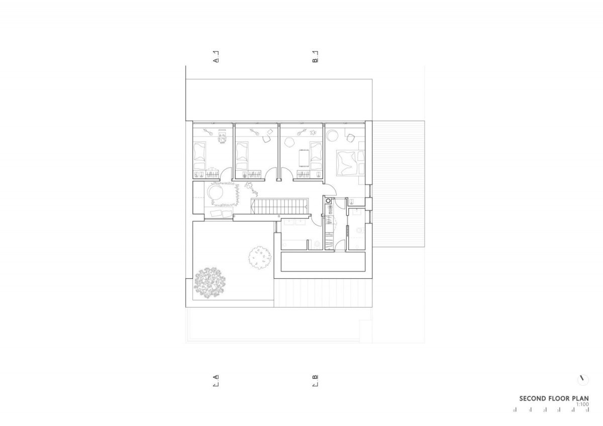 Rodinný dům ve Zlíně od studia NOVÝ architekti, půdorys 2 NP
