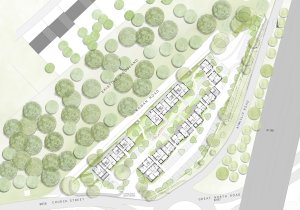 Stockwool Architects, obytný soubor Clock House Gardens, 1.NP, výkres