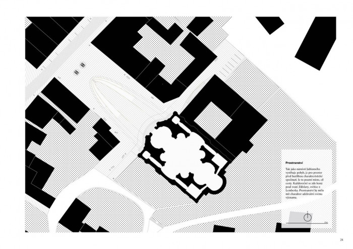 Jiří Lukáš, Centrum Jablonného v Podještědí, prostranství před bazilikou, situace – foto