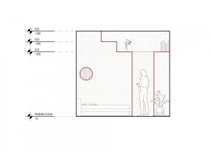 Byt stupňovitých objemů, alepreda architecture, řez ložnice