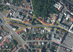 Architektonicko-urbanistická soutěž na revitalizaci Pražská ulice v Kolíně, vymezení řešeného území – foto