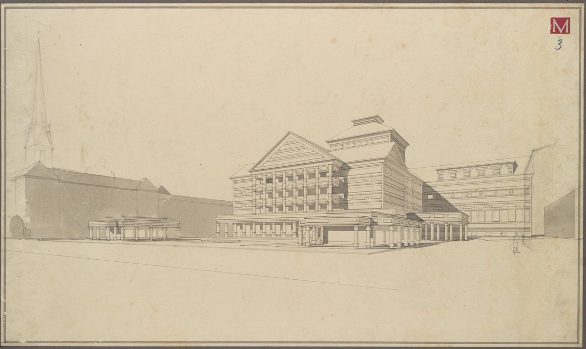 Pavel Janák, vítězný návrh ze soutěže na České (Hanácké) divadlo v Olomouci, 1920-1922, MUO