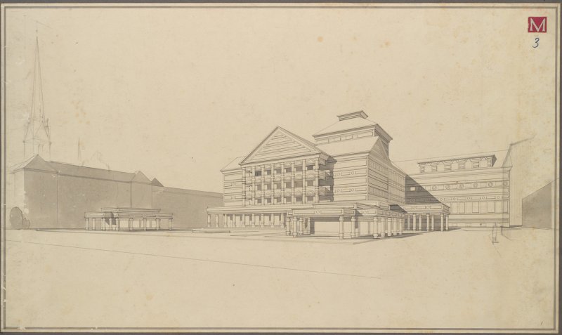 Pavel Janák, vítězný návrh ze soutěže na České (Hanácké) divadlo v Olomouci, 1920-1922, MUO