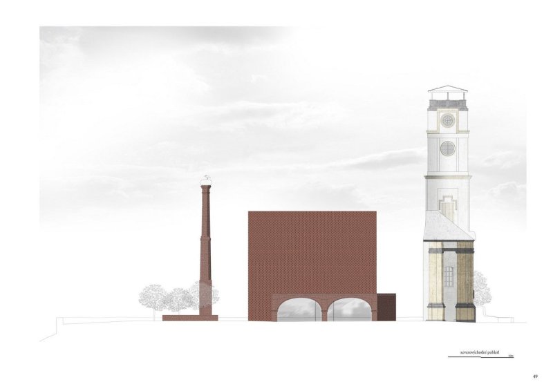 Jiří Lukáš, Centrum Jablonného v Podještědí, kostel/knihovna, pohled SV – foto