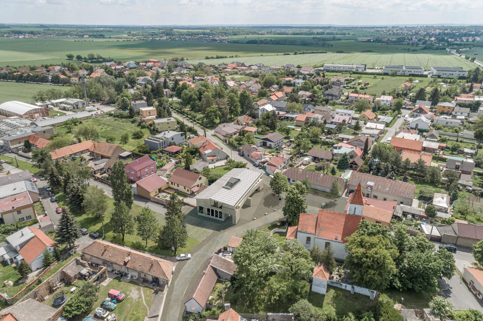 Nové sídlo Obecního úřadu v Hovorčovicích - 2. cena, Radka Kurčíková, Ondřej Blaha, Anna Svobodová, vizualizace