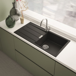 Tectonitový dřez S2D 611-100 v černém provedení a chromová baterie FS 3228 LINA NEW