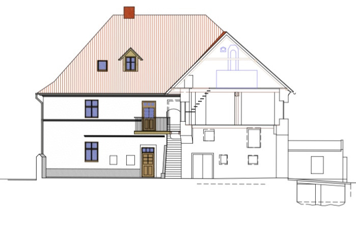 Obnova Bízkova válcového mlýna, Jirsa Architekti, řez