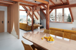 U vchodu je velký box, který slouží jako šatna. (Tak design, byt pod Ještědem)