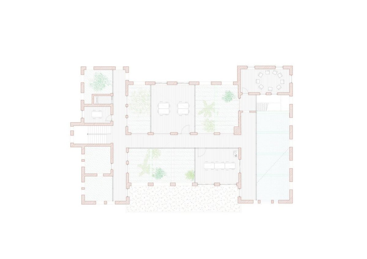 Přestavba psychiatrické léčebny PC Carritas v Belgii, Architecten de vylder vinck taillieu, výkresy
