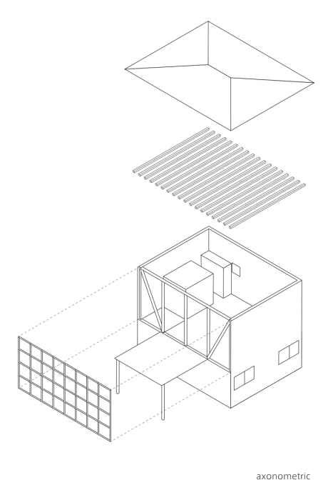 Tetsuo Yamaji Architects, Module Grid House, axonometrie – foto