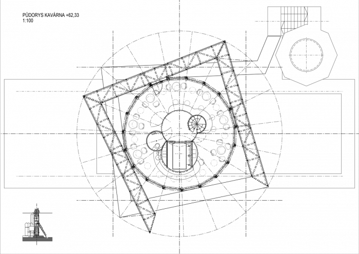 AP ATELIER, Bolt Tower, půdorys kavárny – foto