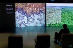 Expozice výstavy fotografií Edwarda Burtynského.