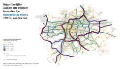 Územně analytické podklady zahrnují nejnovější data o území nebo jeho hodnotách a limitech. (na obrázku nejzatíženější úseky komunikací)