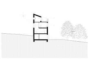 Zábran Nová architekti, Rodinný dům/věž Čižice, řez – foto