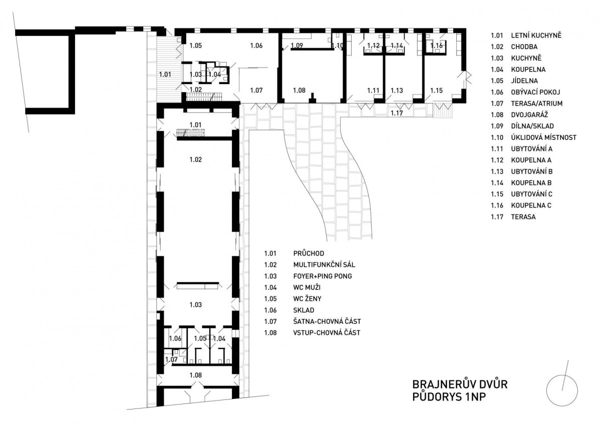 Brajnerův dvůj, půdorys 1NP, zdroj : autorská zpráva