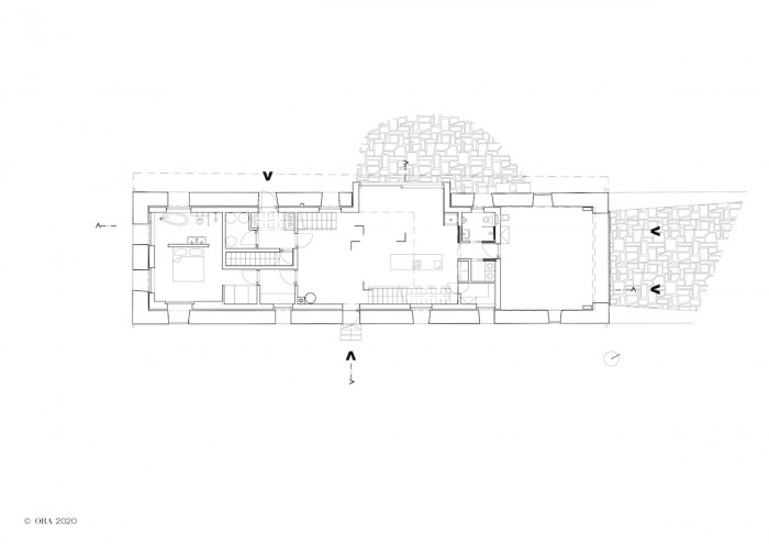 Dům v ruině, ORA, půdorys přízemí