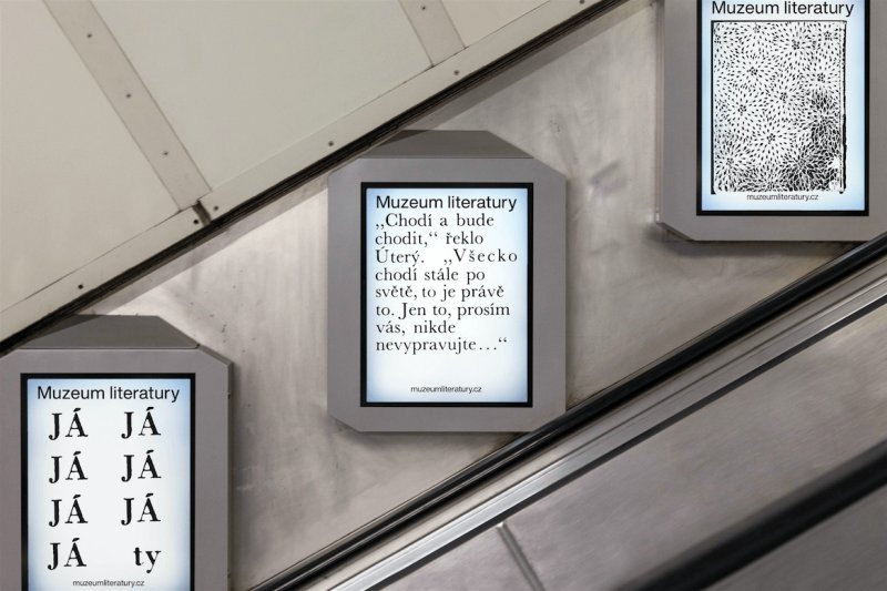 Vizuální identita pro Muzeum literatury, Petr Bosák, Robert Jansa, Filip Kopecky, Adam Macháček. Zdroj: Czech Grand Design