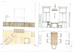 Rekontsrukce bytu na Vinohradech, skicy, Markéta Cajthamlová