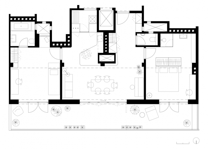 Lenka Míková Architect, Malý penthouse v Praze, půdorys – foto
