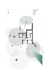 Půdorys spodního podlaží s ložnicemi ((Studio House na Kostarice, Formafatal))