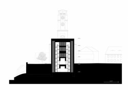 Jiří Lukáš, Centrum Jablonného v Podještědí, kostel/knihovna, řez C-C' – foto