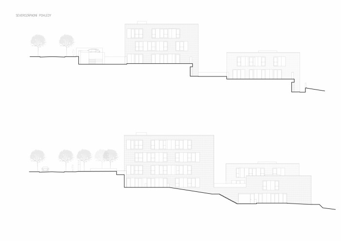 Čtyři domy v jednom, SZ pohled, Kuba & Pilař architekti