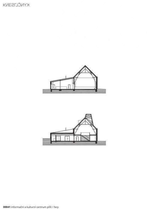 Informační a kulturní centrum Píšť, Knesl + Kynčl architekti / Jiří Knesl, Jakub Kynčl, řezy