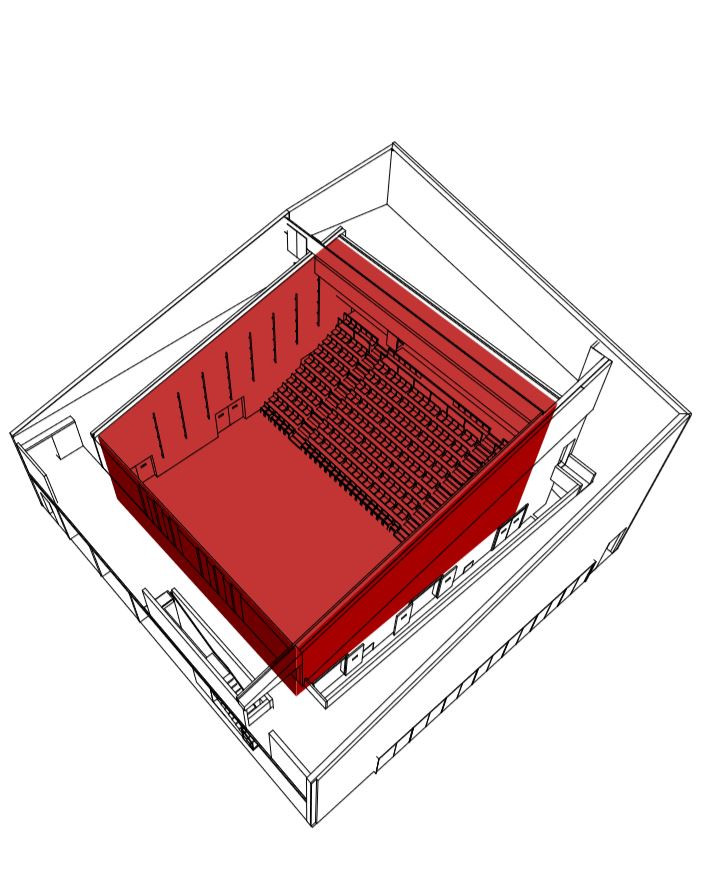 DOX+, schéma sálu, Petr Hájek ARCHITEKTI