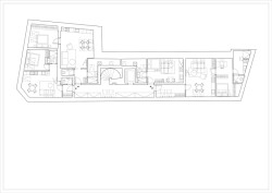 Půdorys 3.NP (Rekonstrukce pavlačového domu v Praze-Nuslích, Plus One Architects) 