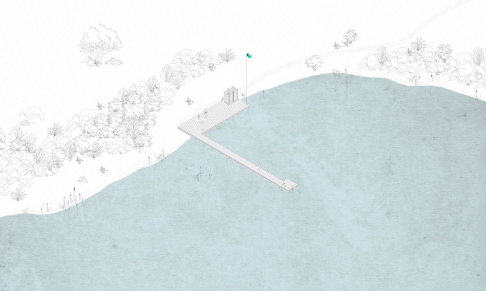 Vu Dinh Quang, Daniela Míková a Ondřej Novák, Malá architektura pro Velký rybník, molo s převlékárnami v lomu - foto