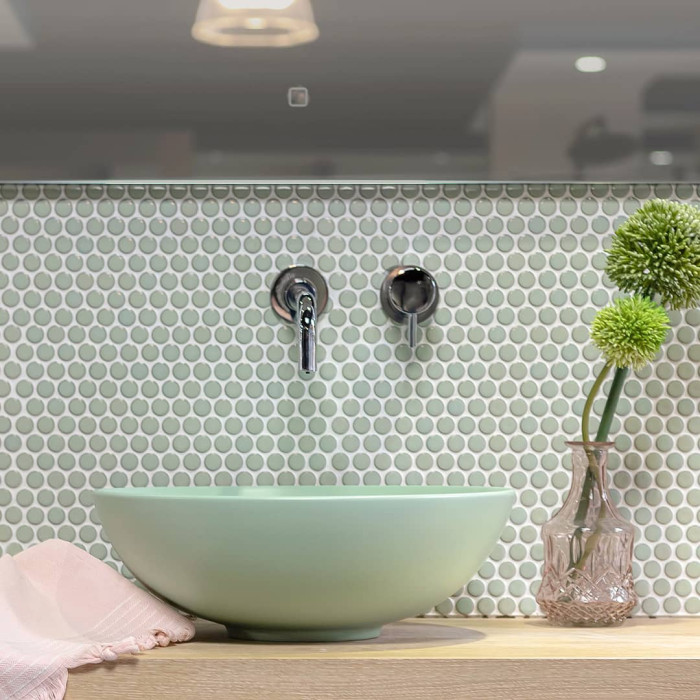 Kolečková mozaika ve světle zelené