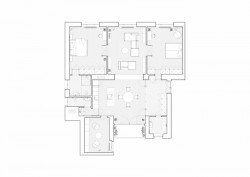 Interiér bytu HLB, Kuklica Smerek architekti / Peter Kuklica, Martin Smerek, Juraj Hubinský, půdorys návrh