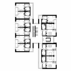 Bytový dům pro seniory ve Staříči, Kamil Mrva Architects / Kamil Mrva, Martin Rosa, půdorys patra