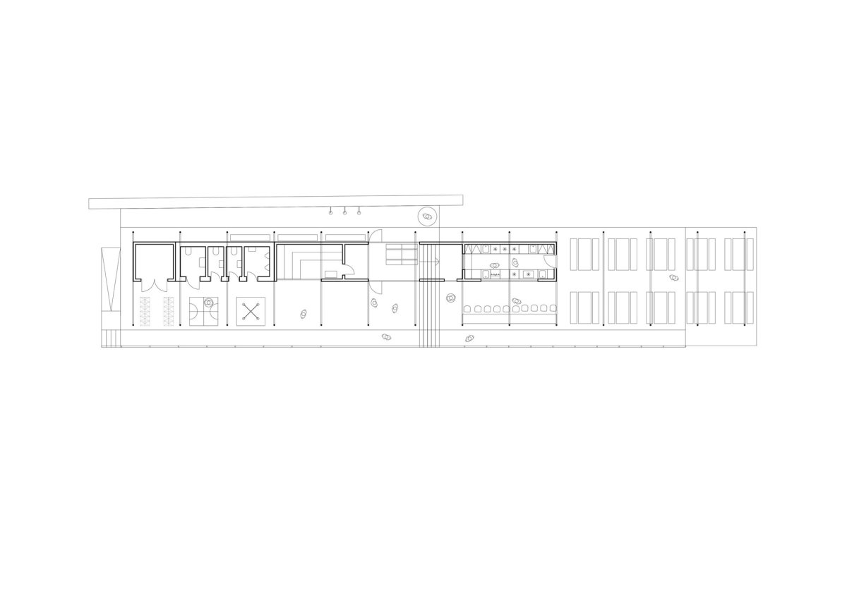 Půdorys (Zázemí Lesního koupaliště, Mjölk architekti, Marie Vondráková)