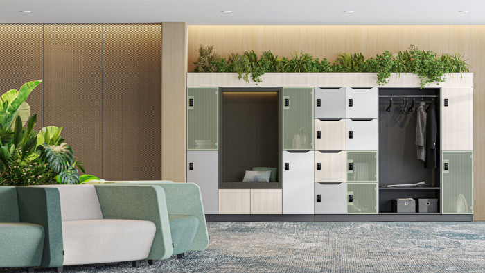 Šatní boxy SAVE L od TOP OFFICE  nabízí variabilitu povrchů a barev. 