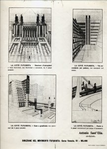 Antonio Sant’Elia: Nové město, 1914 (list z manifestu futurismu)