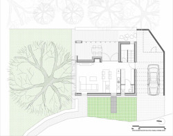 Dom pod dubom, půdorys 1.NP, Molnár-Peráček