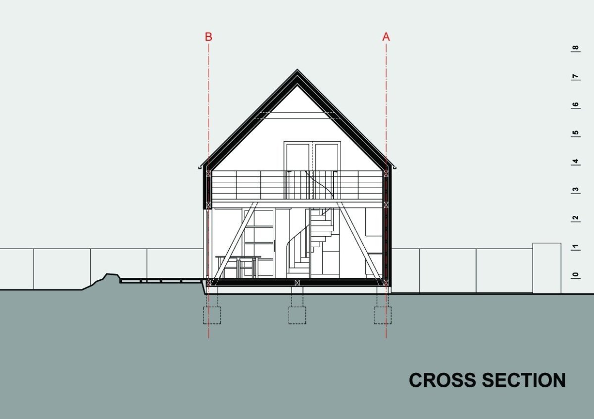 Rodinný dům v CHKO Český kras, řez, Klanc...architekti