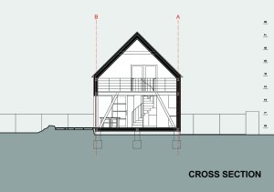 Rodinný dům v CHKO Český kras, řez, Klanc...architekti