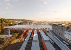 Dopravní terminál Smíchov, A69 architekti. Vizualizace: DOUSEK-ZÁBORSKÝ