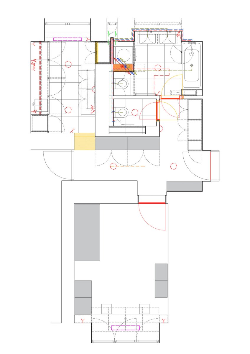 Půdorys (Rekonstrukce bytu ve Vršovicích, Amulet architekti)