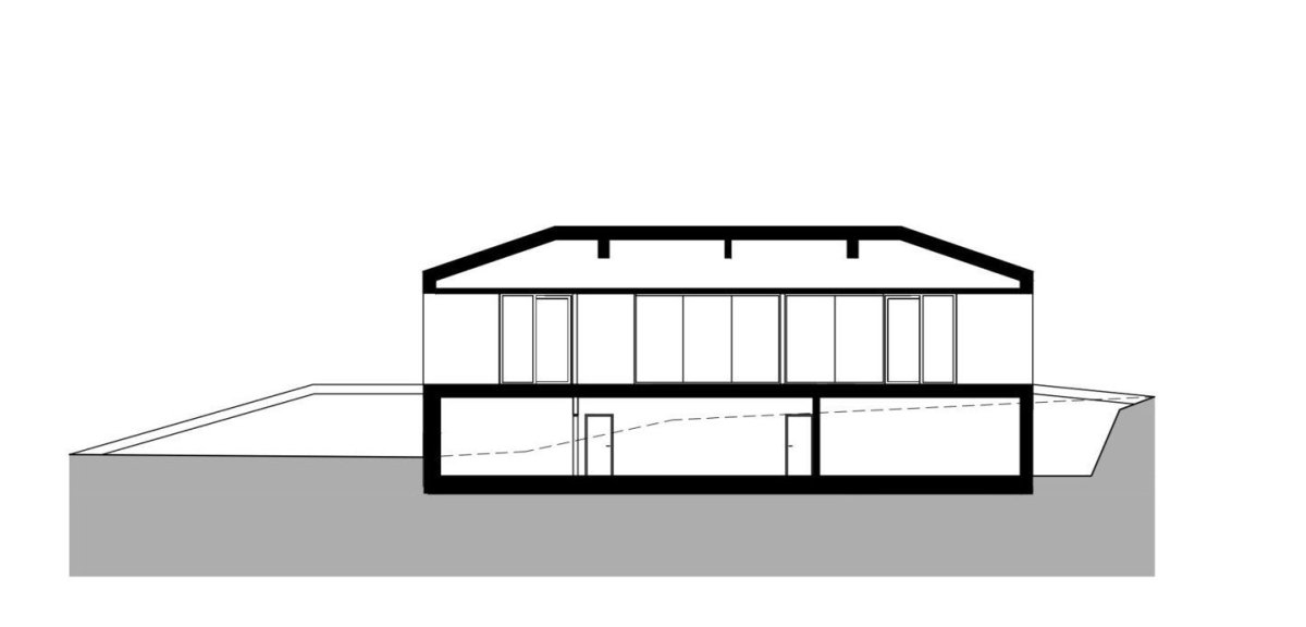Výstupní stanice lanové dráhy na Pustevnách, řez, Kamil Mrva Architects