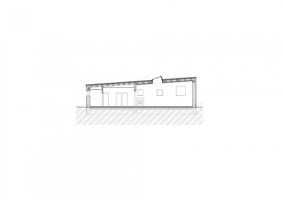 ZŠ Oslavice, David Prudík architekti, řez polytechnická učebna