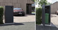 Detail modulu CLEANNY, který umožňuje, vedle praktického a estetického uložení nádoby na odpad, i jednoduchou manipulaci.